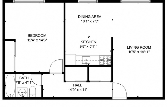 1 bed, 1 bath, 800 sqft, $1,103