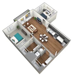 2 beds, 2 baths, 840 sqft, $1,840