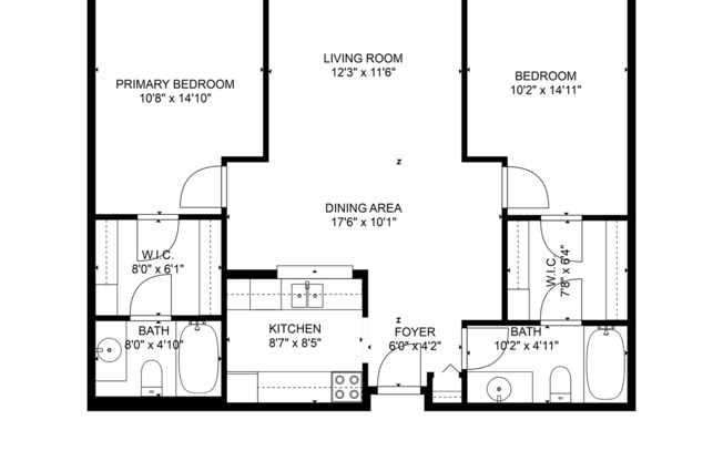 2 beds, 2 baths, 950 sqft, $1,499