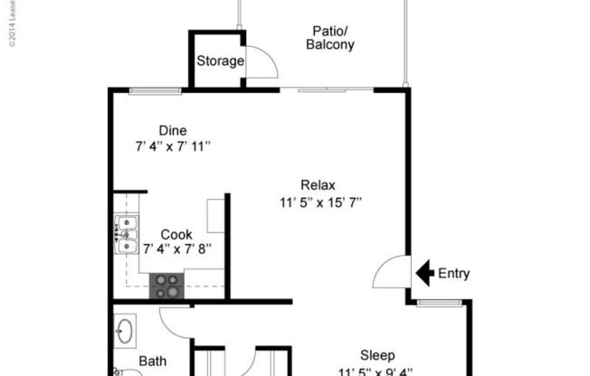 Studio, 1 bath, 550 sqft, $2,062