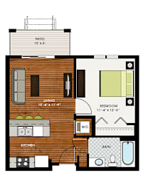 1 bed, 1 bath, 540 sqft, $1,421