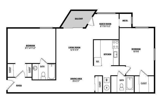 2 beds, 2 baths, 1,062 sqft, $2,040
