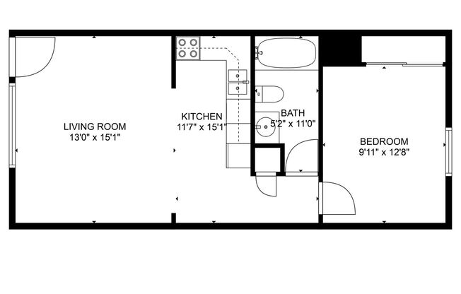 1 bed, 1 bath, $1,110