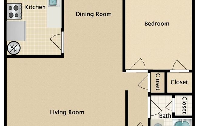 1 bed, 1 bath, 653 sqft, $899, Unit 919-D