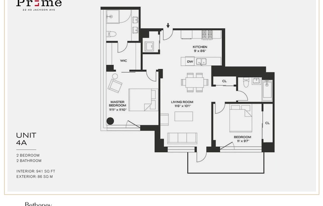 2 beds, 2 baths, 941 sqft, $5,500, Unit 6-A