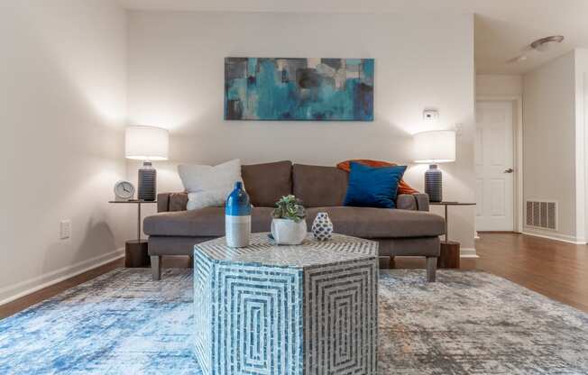 Wood Floor Living Room at Bexley Village, Indiana, 46143