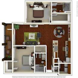 2 beds, 2 baths, 1,094 sqft, $1,724