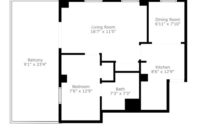 1 bed, 1 bath, 500 sqft, $1,150, Unit 206