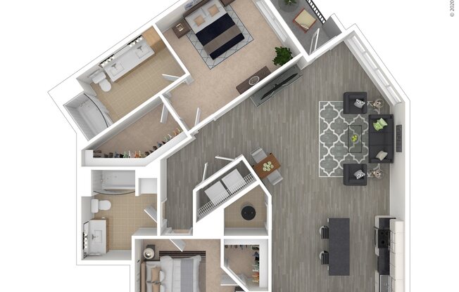 1 bed, 2 baths, 1,237 sqft, $3,030