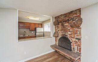 Vintage brick fireplace in the living area