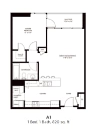 1 bed, 1 bath, 820 sqft, $2,056
