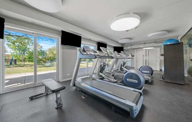 Fitness Center equipment at Woodland Ridge Apartments in Woodridge, IL