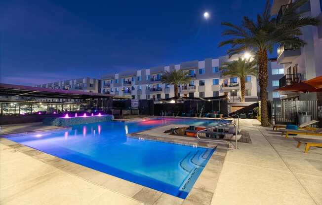 Swimming pool night view1 at 601 Pax, Phoenix, Arizona