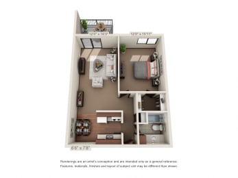 1 bed, 1 bath, 715 sqft, $1,265