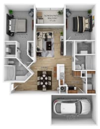 2 beds, 2 baths, 1,035 sqft, $2,740