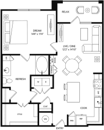 1 bed, 1 bath, 795 sqft, $1,283