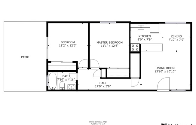 2 beds, 1 bath, 800 sqft, $1,490