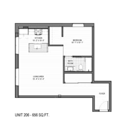 1 bed, 1 bath, 656 sqft, $1,400