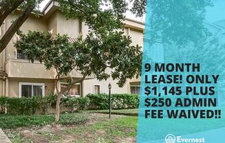 New Price! $1,145 for 9 MONTH LEASE!! PLUS $250 Admin Fee Waived!! Modern 1-Bedroom Unit / Pet-Friendly / PROMO -Available Now!!