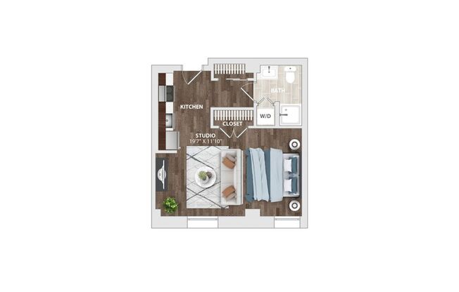 Studio, 1 bath, 419 sqft, $1,400, Unit HA-321