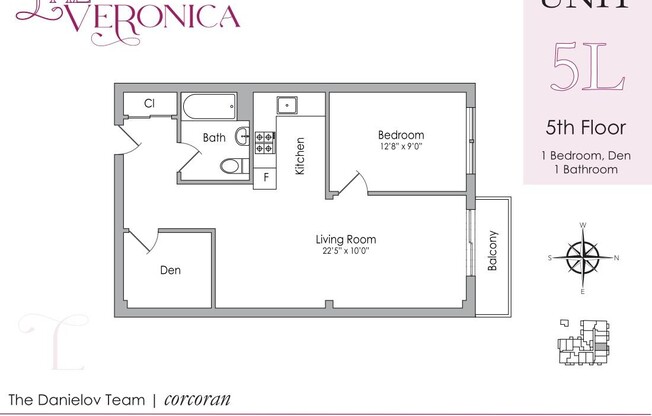 1 bed, 1 bath, $3,000, Unit 5L