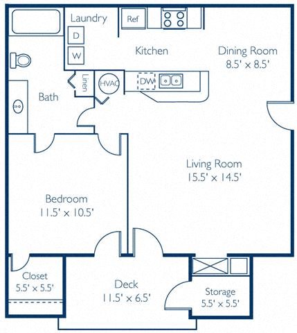 1 bed, 1 bath, 708 sqft, $1,440