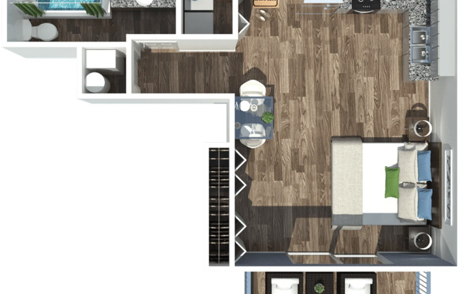 1 bed, 1 bath, 672 sqft, $1,040