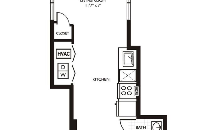 Studio, 1 bath, 280 sqft, $1,575, Unit 114