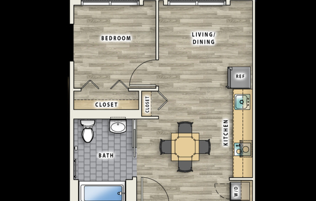 1 bed, 1 bath, 634 sqft, $2,995