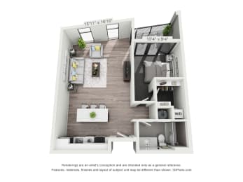 1 bed, 1 bath, 661 sqft, $1,985