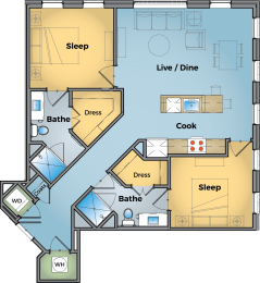 2 beds, 2 baths, 1,080 sqft, $2,748