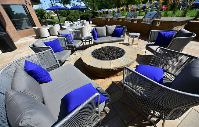 Patio with BBQ Grills and Fire Feature at Durham, Edina, 55435