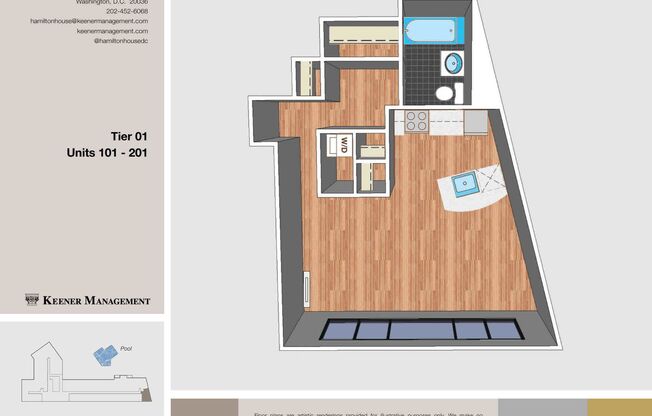 Studio, 1 bath, 470 sqft, $2,200