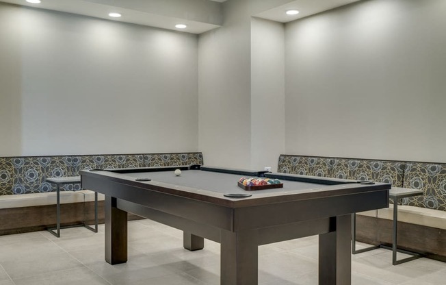 Pool table in the clubhouse's party room at Ascend at Woodbury new luxury apartments in Woodbury MN 55129