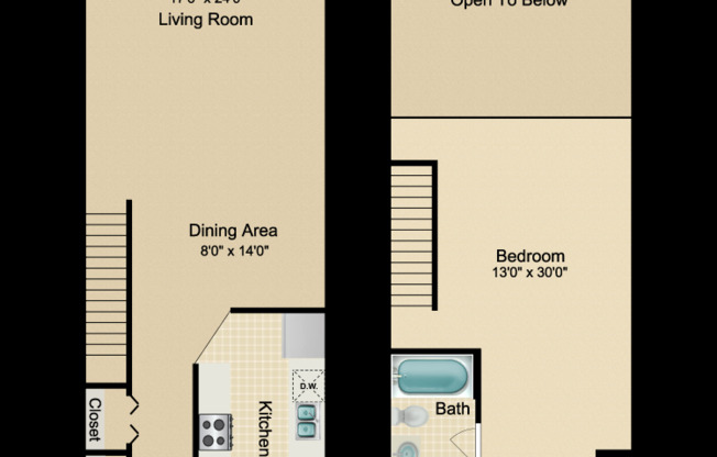 1 bed, 1 bath, 1,307 sqft, $1,723