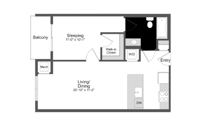 1 bed, 1 bath, 660 sqft, $2,107