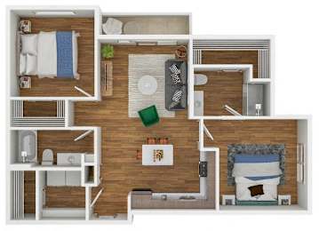 2 beds, 2 baths, 1,032 sqft, $1,599