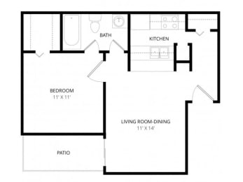 1 bed, 1 bath, 530 sqft, $1,044