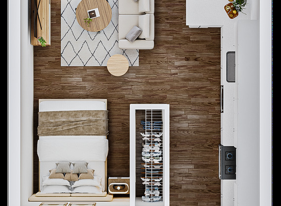 Studio, 1 bath, 608 sqft, $1,570, Unit 322