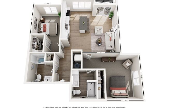 2 beds, 2 baths, 1,088 sqft, $1,825, Unit 2-201