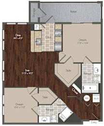 2 beds, 2 baths, 962 sqft, $1,704