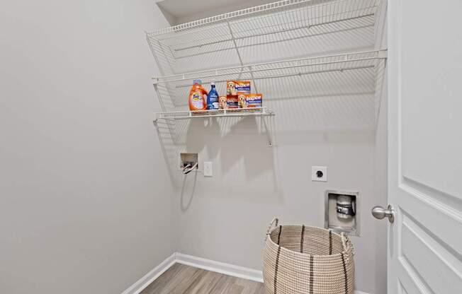 Flatiron West Trade Apartments staged model unit walk-in kitchen pantry