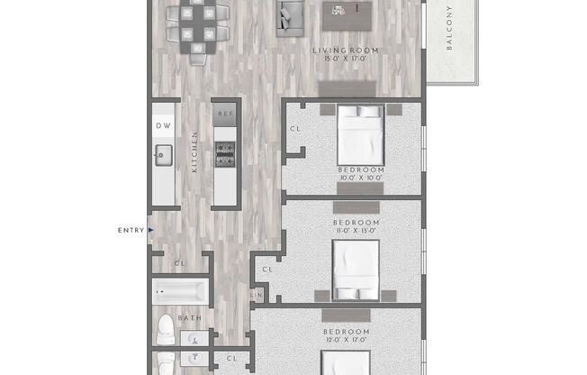 3 beds, 2 baths, 1,300 sqft, $3,537