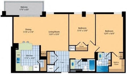 2 beds, 2 baths, 1,170 sqft, $2,978