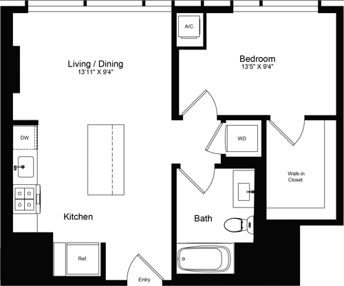 1 bed, 1 bath, 652 sqft, $3,921