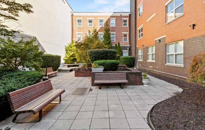 Relax in this serene courtyard oasis, perfect for unwinding in the heart of the city.