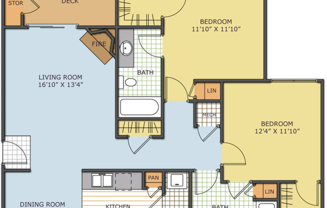 2 beds, 2 baths, 1,180 sqft, $1,342