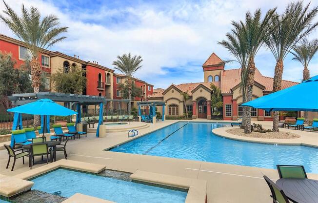 Montecito Pointe Community Clubhouse With Swimming Pool in Las Vegas, NV Apartments for Rent