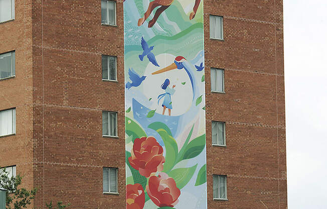 a mural on the side of a building