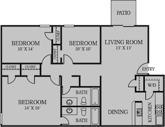 3 beds, 2 baths, 1,234 sqft, $1,690